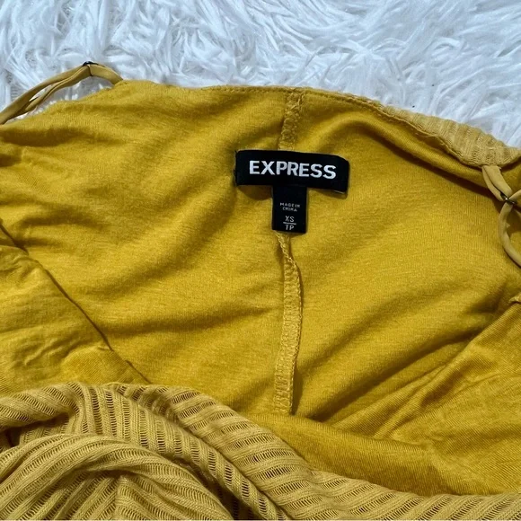 Express Yellow Ruched Bodycon Midi Dress - Picture 3 of 4